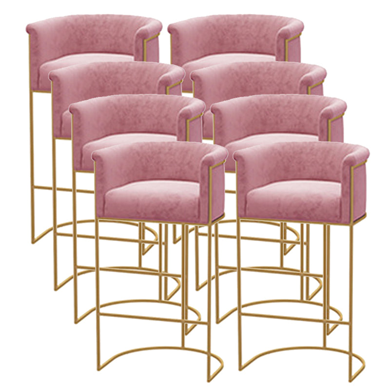 Scandinavian Bar and Counter Stool Low Back Stool with Pedestal Base in Gold Pink 8 Piece Set Clearhalo 'Bar Furniture' 'Bar Stools' 'bar_stools' 'furn' 'furn_bar_stools' 'Furniture' 'furniture_bar_stools' 'Kitchen & Dining Furniture' 4780030