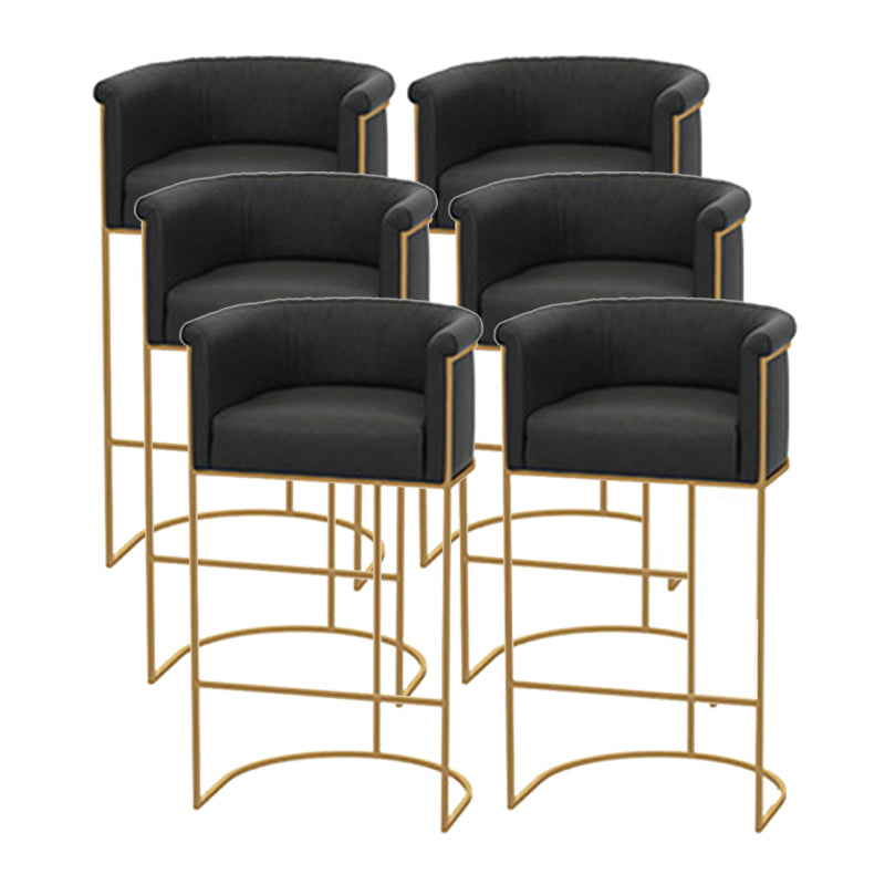 Scandinavian Bar and Counter Stool Low Back Stool with Pedestal Base in Gold Black 6 Piece Set Clearhalo 'Bar Furniture' 'Bar Stools' 'bar_stools' 'furn' 'furn_bar_stools' 'Furniture' 'furniture_bar_stools' 'Kitchen & Dining Furniture' 4780031