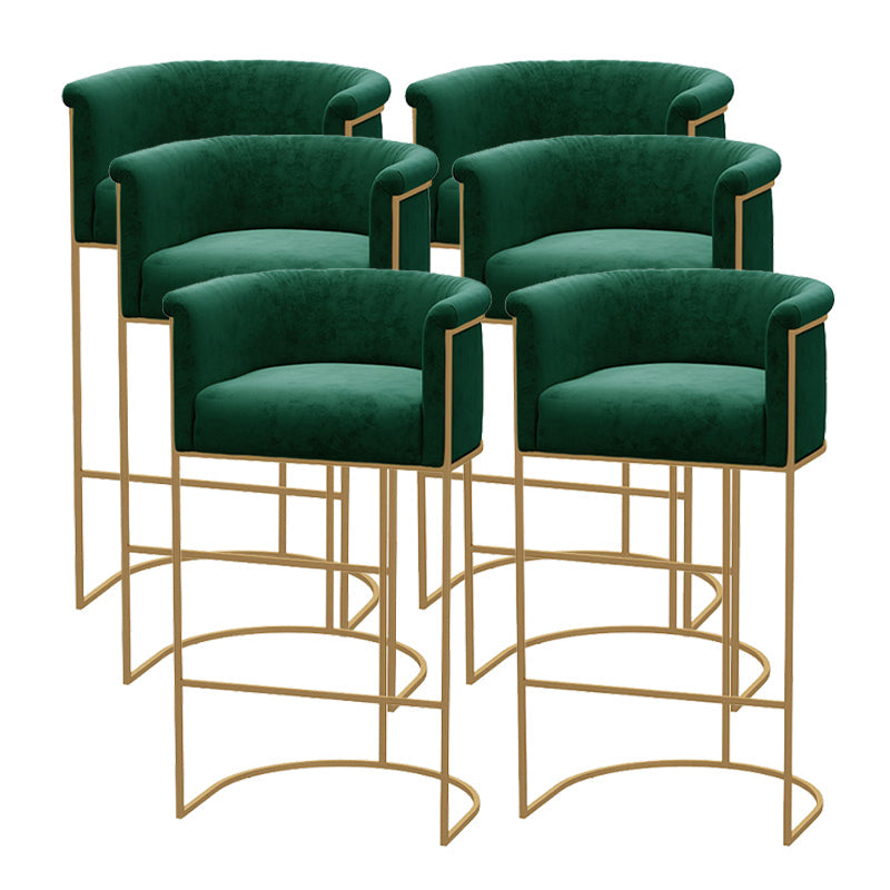Scandinavian Bar and Counter Stool Low Back Stool with Pedestal Base in Gold Green 6 Piece Set Clearhalo 'Bar Furniture' 'Bar Stools' 'bar_stools' 'furn' 'furn_bar_stools' 'Furniture' 'furniture_bar_stools' 'Kitchen & Dining Furniture' 4780032