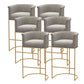 Scandinavian Bar and Counter Stool Low Back Stool with Pedestal Base in Gold Grey 6 Piece Set Clearhalo 'Bar Furniture' 'Bar Stools' 'bar_stools' 'furn' 'furn_bar_stools' 'Furniture' 'furniture_bar_stools' 'Kitchen & Dining Furniture' 4780033