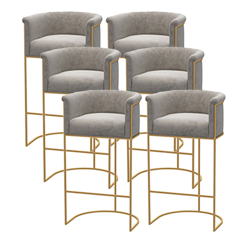 Scandinavian Bar and Counter Stool Low Back Stool with Pedestal Base in Gold Grey 6 Piece Set Clearhalo 'Bar Furniture' 'Bar Stools' 'bar_stools' 'furn' 'furn_bar_stools' 'Furniture' 'furniture_bar_stools' 'Kitchen & Dining Furniture' 4780033