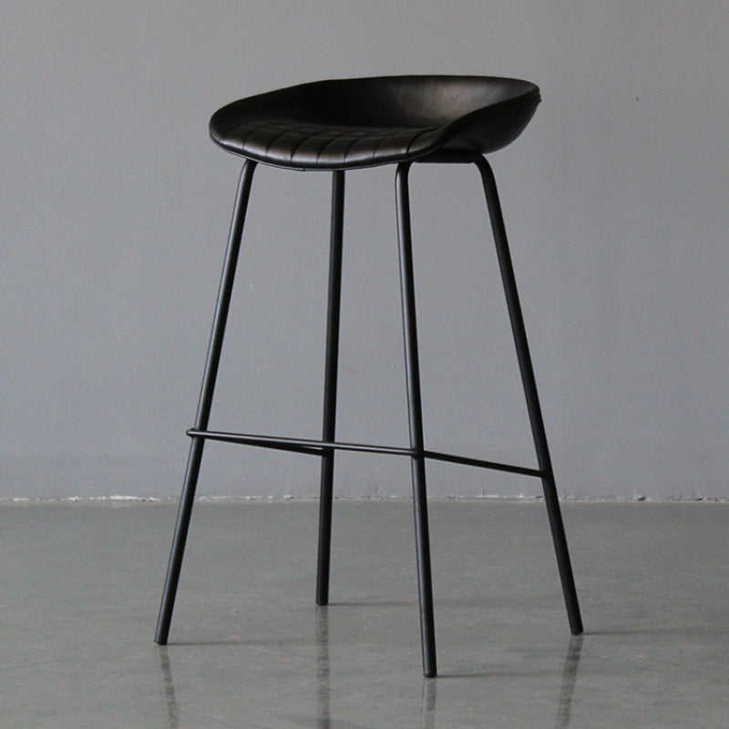 Scandinavian Metal Kitchen Dining Room Armless Stool Low Back Bar Stool Black 1 Piece Clearhalo 'Bar Furniture' 'Bar Stools' 'bar_stools' 'furn' 'furn_bar_stools' 'Furniture' 'furniture_bar_stools' 'Kitchen & Dining Furniture' 4780036