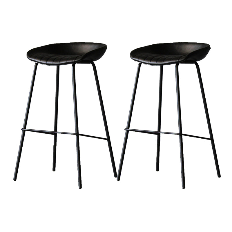 Scandinavian Metal Kitchen Dining Room Armless Stool Low Back Bar Stool Black 2 Piece Set Clearhalo 'Bar Furniture' 'Bar Stools' 'bar_stools' 'furn' 'furn_bar_stools' 'Furniture' 'furniture_bar_stools' 'Kitchen & Dining Furniture' 4780038