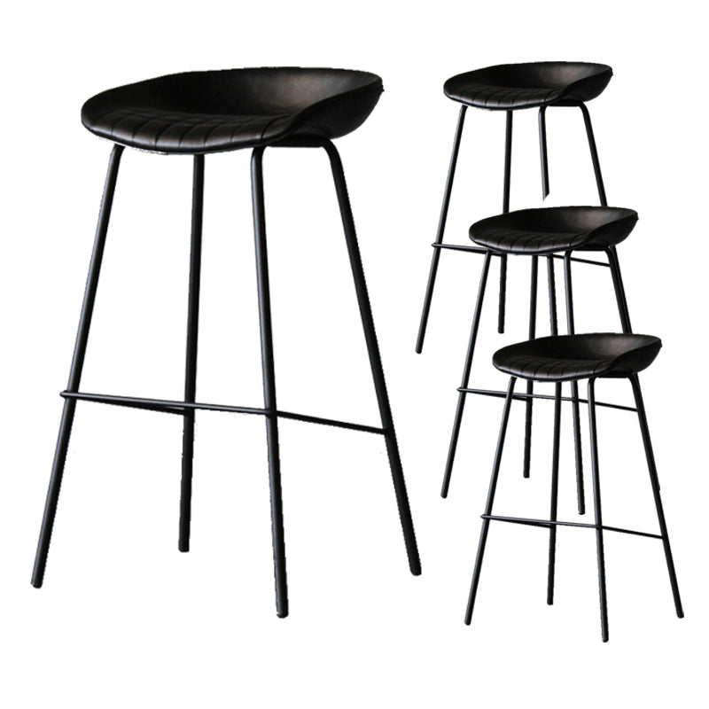 Scandinavian Metal Kitchen Dining Room Armless Stool Low Back Bar Stool Black 4 Piece Set Clearhalo 'Bar Furniture' 'Bar Stools' 'bar_stools' 'furn' 'furn_bar_stools' 'Furniture' 'furniture_bar_stools' 'Kitchen & Dining Furniture' 4780039
