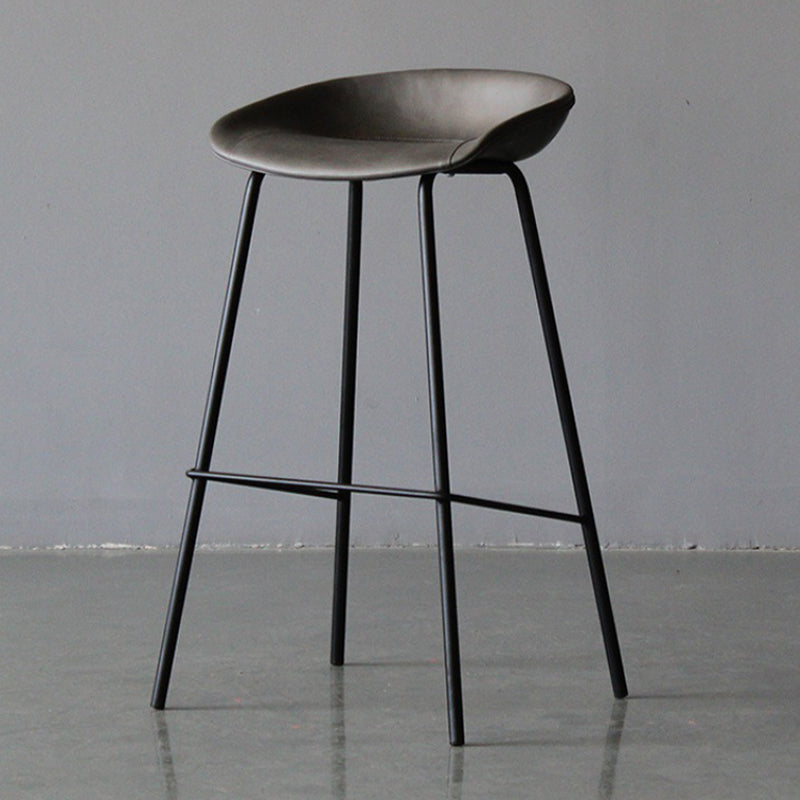 Scandinavian Metal Kitchen Dining Room Armless Stool Low Back Bar Stool Grey 1 Piece Clearhalo 'Bar Furniture' 'Bar Stools' 'bar_stools' 'furn' 'furn_bar_stools' 'Furniture' 'furniture_bar_stools' 'Kitchen & Dining Furniture' 4780048