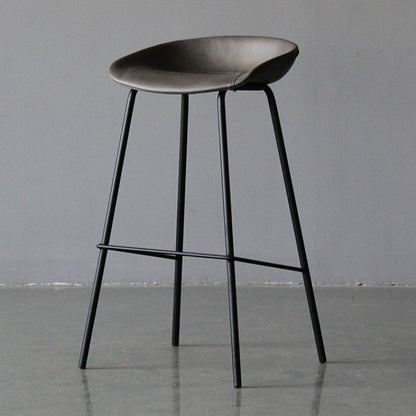 Scandinavian Metal Kitchen Dining Room Armless Stool Low Back Bar Stool Grey 1 Piece Clearhalo 'Bar Furniture' 'Bar Stools' 'bar_stools' 'furn' 'furn_bar_stools' 'Furniture' 'furniture_bar_stools' 'Kitchen & Dining Furniture' 4780048