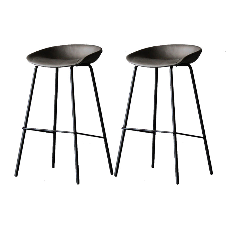 Scandinavian Metal Kitchen Dining Room Armless Stool Low Back Bar Stool Grey 2 Piece Set Clearhalo 'Bar Furniture' 'Bar Stools' 'bar_stools' 'furn' 'furn_bar_stools' 'Furniture' 'furniture_bar_stools' 'Kitchen & Dining Furniture' 4780050