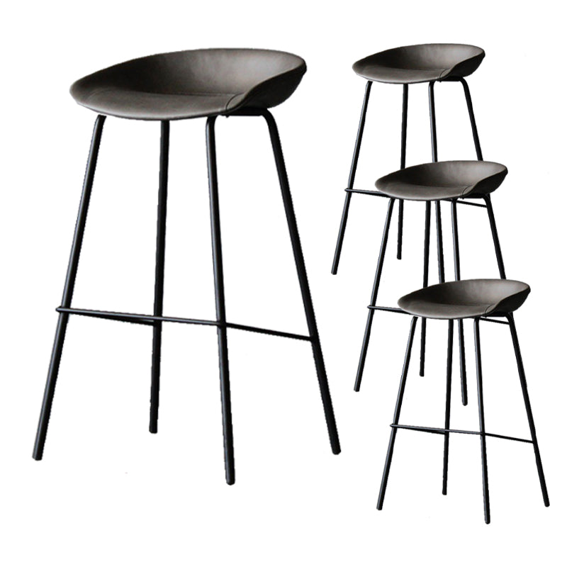 Scandinavian Metal Kitchen Dining Room Armless Stool Low Back Bar Stool Grey 4 Piece Set Clearhalo 'Bar Furniture' 'Bar Stools' 'bar_stools' 'furn' 'furn_bar_stools' 'Furniture' 'furniture_bar_stools' 'Kitchen & Dining Furniture' 4780051