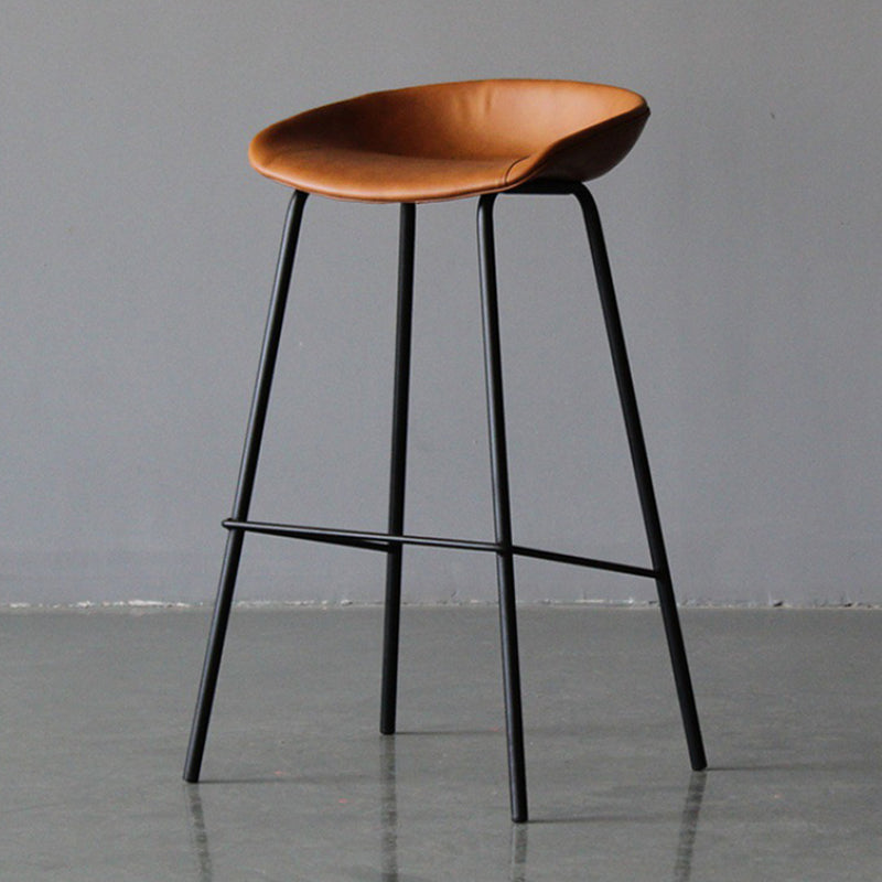 Scandinavian Metal Kitchen Dining Room Armless Stool Low Back Bar Stool Brown 1 Piece Clearhalo 'Bar Furniture' 'Bar Stools' 'bar_stools' 'furn' 'furn_bar_stools' 'Furniture' 'furniture_bar_stools' 'Kitchen & Dining Furniture' 4780052