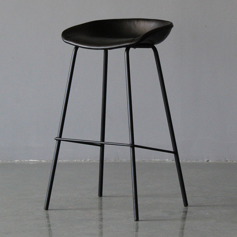 Scandinavian Metal Kitchen Dining Room Armless Stool Low Back Bar Stool Gloss Black 1 Piece Clearhalo 'Bar Furniture' 'Bar Stools' 'bar_stools' 'furn' 'furn_bar_stools' 'Furniture' 'furniture_bar_stools' 'Kitchen & Dining Furniture' 4780055