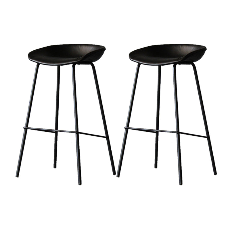 Scandinavian Metal Kitchen Dining Room Armless Stool Low Back Bar Stool Gloss Black 2 Piece Set Clearhalo 'Bar Furniture' 'Bar Stools' 'bar_stools' 'furn' 'furn_bar_stools' 'Furniture' 'furniture_bar_stools' 'Kitchen & Dining Furniture' 4780056