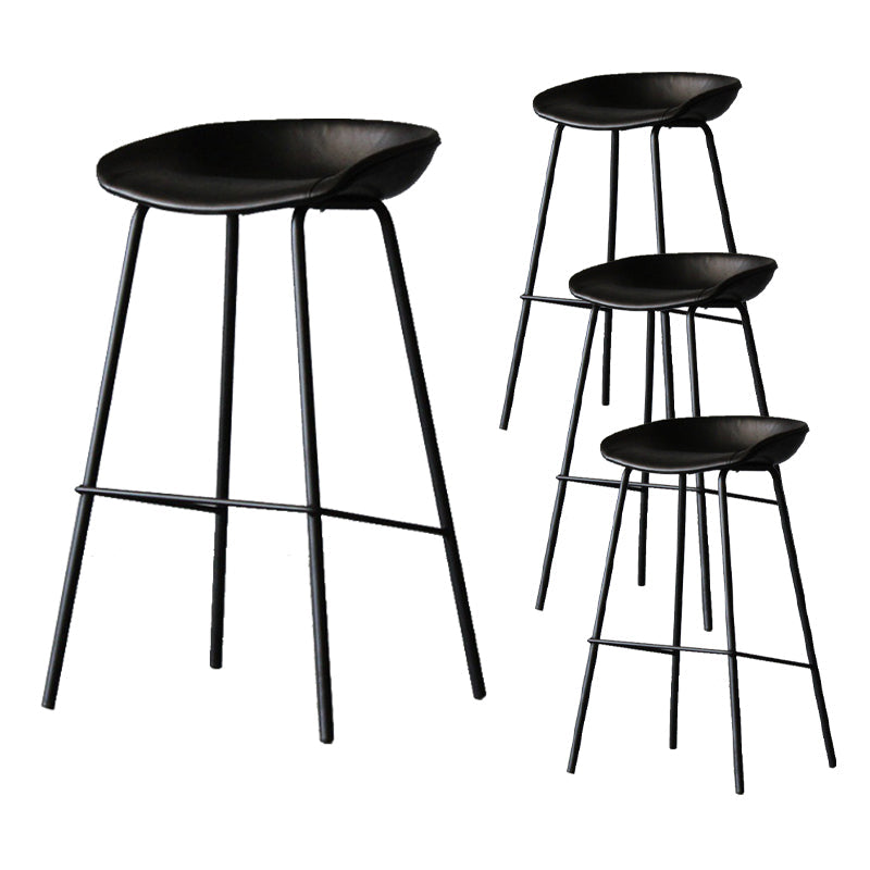 Scandinavian Metal Kitchen Dining Room Armless Stool Low Back Bar Stool Gloss Black 4 Piece Set Clearhalo 'Bar Furniture' 'Bar Stools' 'bar_stools' 'furn' 'furn_bar_stools' 'Furniture' 'furniture_bar_stools' 'Kitchen & Dining Furniture' 4780057