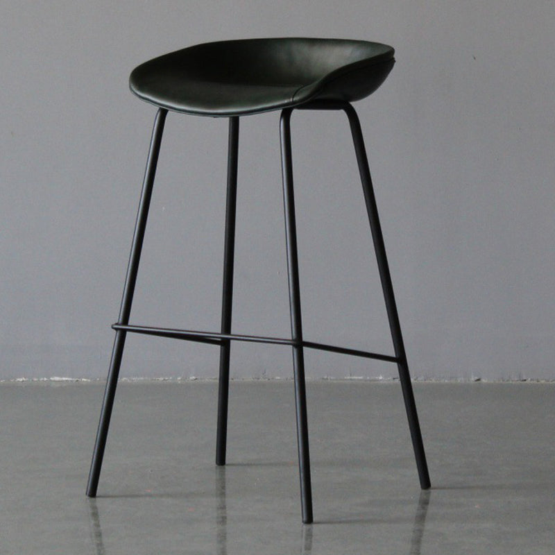Scandinavian Metal Kitchen Dining Room Armless Stool Low Back Bar Stool Blackish Green 1 Piece Clearhalo 'Bar Furniture' 'Bar Stools' 'bar_stools' 'furn' 'furn_bar_stools' 'Furniture' 'furniture_bar_stools' 'Kitchen & Dining Furniture' 4780058