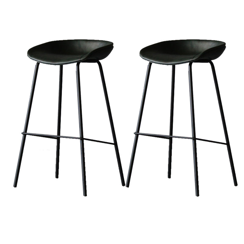 Scandinavian Metal Kitchen Dining Room Armless Stool Low Back Bar Stool Blackish Green 2 Piece Set Clearhalo 'Bar Furniture' 'Bar Stools' 'bar_stools' 'furn' 'furn_bar_stools' 'Furniture' 'furniture_bar_stools' 'Kitchen & Dining Furniture' 4780059