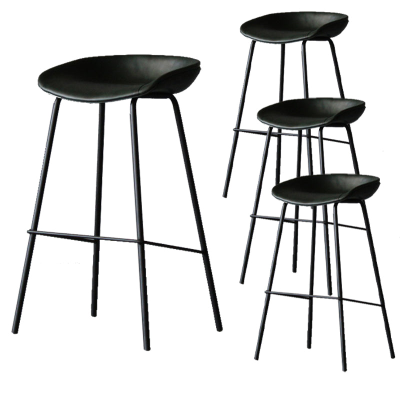 Scandinavian Metal Kitchen Dining Room Armless Stool Low Back Bar Stool Blackish Green 4 Piece Set Clearhalo 'Bar Furniture' 'Bar Stools' 'bar_stools' 'furn' 'furn_bar_stools' 'Furniture' 'furniture_bar_stools' 'Kitchen & Dining Furniture' 4780060