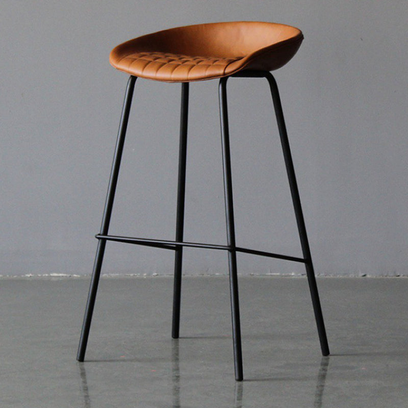 Scandinavian Metal Kitchen Dining Room Armless Stool Low Back Bar Stool Yellow-Brown 1 Piece Clearhalo 'Bar Furniture' 'Bar Stools' 'bar_stools' 'furn' 'furn_bar_stools' 'Furniture' 'furniture_bar_stools' 'Kitchen & Dining Furniture' 4780061