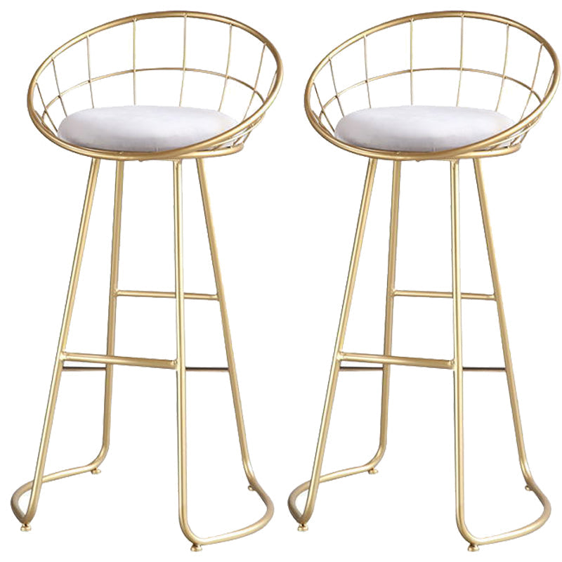 Glam Metal Bar and Counter Stool Low Back Stool with Gold Sled Base Gold 2 Piece Set Clearhalo 'Bar Furniture' 'Bar Stools' 'bar_stools' 'furn' 'furn_bar_stools' 'Furniture' 'furniture_bar_stools' 'Kitchen & Dining Furniture' 4780068