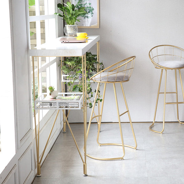 Glam Metal Bar and Counter Stool Low Back Stool with Gold Sled Base Clearhalo 'Bar Furniture' 'Bar Stools' 'bar_stools' 'furn' 'furn_bar_stools' 'Furniture' 'furniture_bar_stools' 'Kitchen & Dining Furniture' 4780073