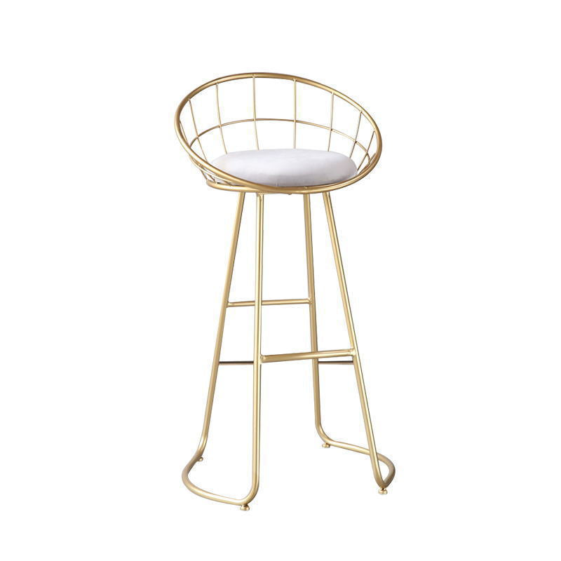 Glam Metal Bar and Counter Stool Low Back Stool with Gold Sled Base Clearhalo 'Bar Furniture' 'Bar Stools' 'bar_stools' 'furn' 'furn_bar_stools' 'Furniture' 'furniture_bar_stools' 'Kitchen & Dining Furniture' 4780074
