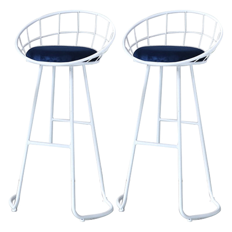 Glam Metal Bar and Counter Stool Low Back Stool with Gold Sled Base White 2 Piece Set Clearhalo 'Bar Furniture' 'Bar Stools' 'bar_stools' 'furn' 'furn_bar_stools' 'Furniture' 'furniture_bar_stools' 'Kitchen & Dining Furniture' 4780075