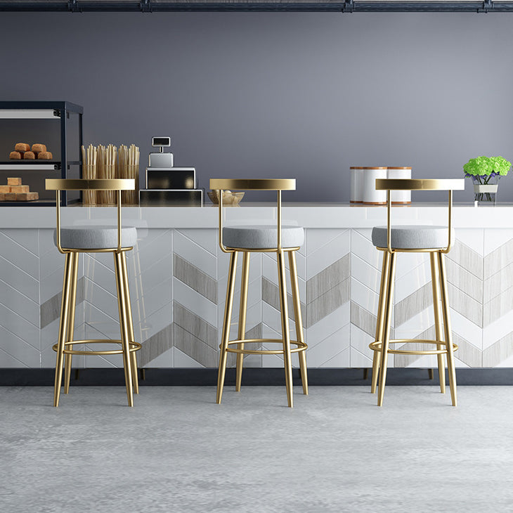 Glam Metal Bar and Counter Stool Low Back Stool with 4 Legs in Gold Clearhalo 'Bar Furniture' 'Bar Stools' 'bar_stools' 'furn' 'furn_bar_stools' 'Furniture' 'furniture_bar_stools' 'Kitchen & Dining Furniture' 4780090