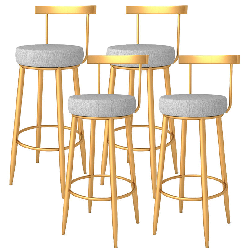 Glam Metal Bar and Counter Stool Low Back Stool with 4 Legs in Gold Dark Gray 4 Piece Set Clearhalo 'Bar Furniture' 'Bar Stools' 'bar_stools' 'furn' 'furn_bar_stools' 'Furniture' 'furniture_bar_stools' 'Kitchen & Dining Furniture' 4780091
