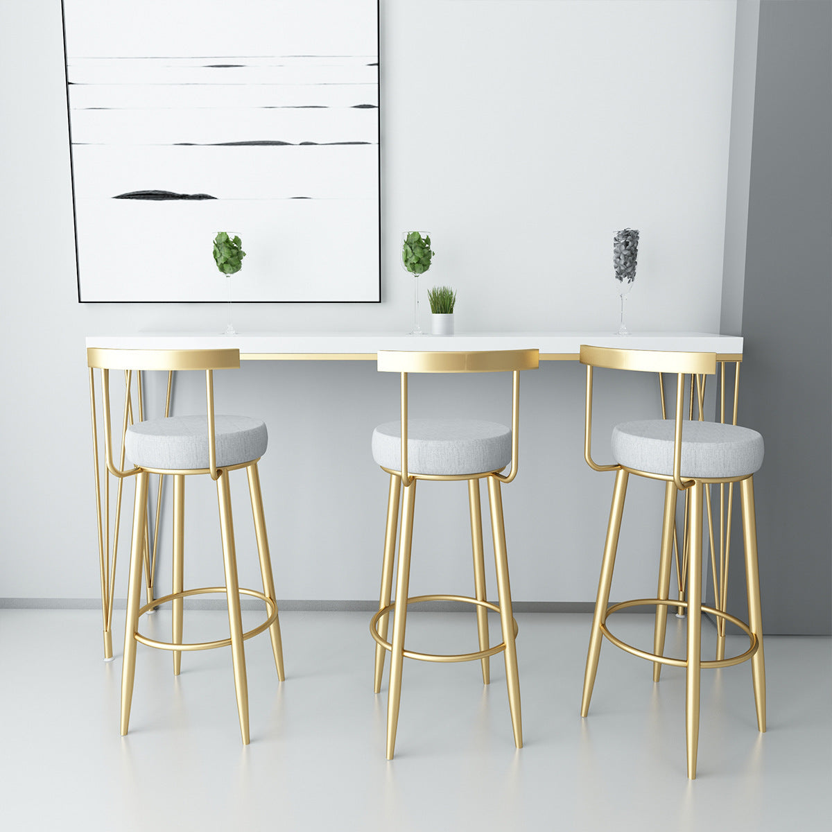 Glam Metal Bar and Counter Stool Low Back Stool with 4 Legs in Gold Clearhalo 'Bar Furniture' 'Bar Stools' 'bar_stools' 'furn' 'furn_bar_stools' 'Furniture' 'furniture_bar_stools' 'Kitchen & Dining Furniture' 4780092