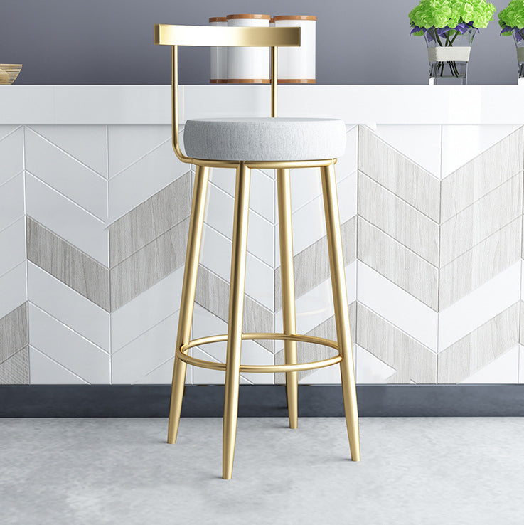 Glam Metal Bar and Counter Stool Low Back Stool with 4 Legs in Gold Light Gray 1 Piece Clearhalo 'Bar Furniture' 'Bar Stools' 'bar_stools' 'furn' 'furn_bar_stools' 'Furniture' 'furniture_bar_stools' 'Kitchen & Dining Furniture' 4780093