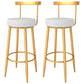 Glam Metal Bar and Counter Stool Low Back Stool with 4 Legs in Gold Light Gray 2 Piece Set Clearhalo 'Bar Furniture' 'Bar Stools' 'bar_stools' 'furn' 'furn_bar_stools' 'Furniture' 'furniture_bar_stools' 'Kitchen & Dining Furniture' 4780094