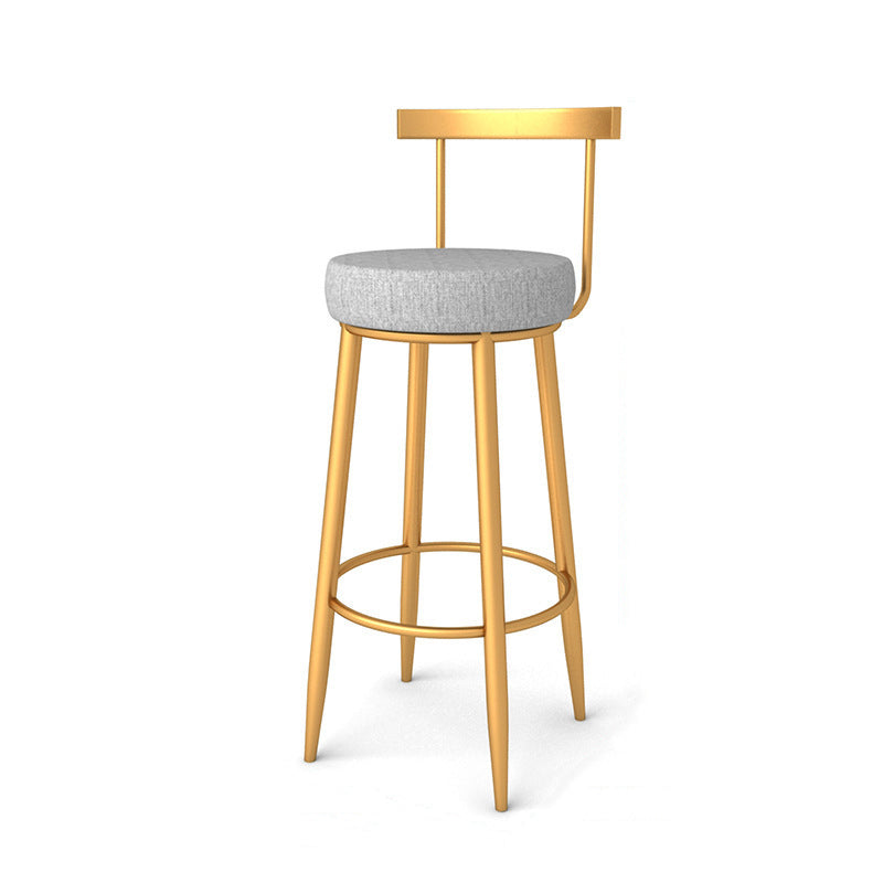 Glam Metal Bar and Counter Stool Low Back Stool with 4 Legs in Gold Clearhalo 'Bar Furniture' 'Bar Stools' 'bar_stools' 'furn' 'furn_bar_stools' 'Furniture' 'furniture_bar_stools' 'Kitchen & Dining Furniture' 4780095