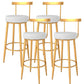 Glam Metal Bar and Counter Stool Low Back Stool with 4 Legs in Gold Light Gray 4 Piece Set Clearhalo 'Bar Furniture' 'Bar Stools' 'bar_stools' 'furn' 'furn_bar_stools' 'Furniture' 'furniture_bar_stools' 'Kitchen & Dining Furniture' 4780096