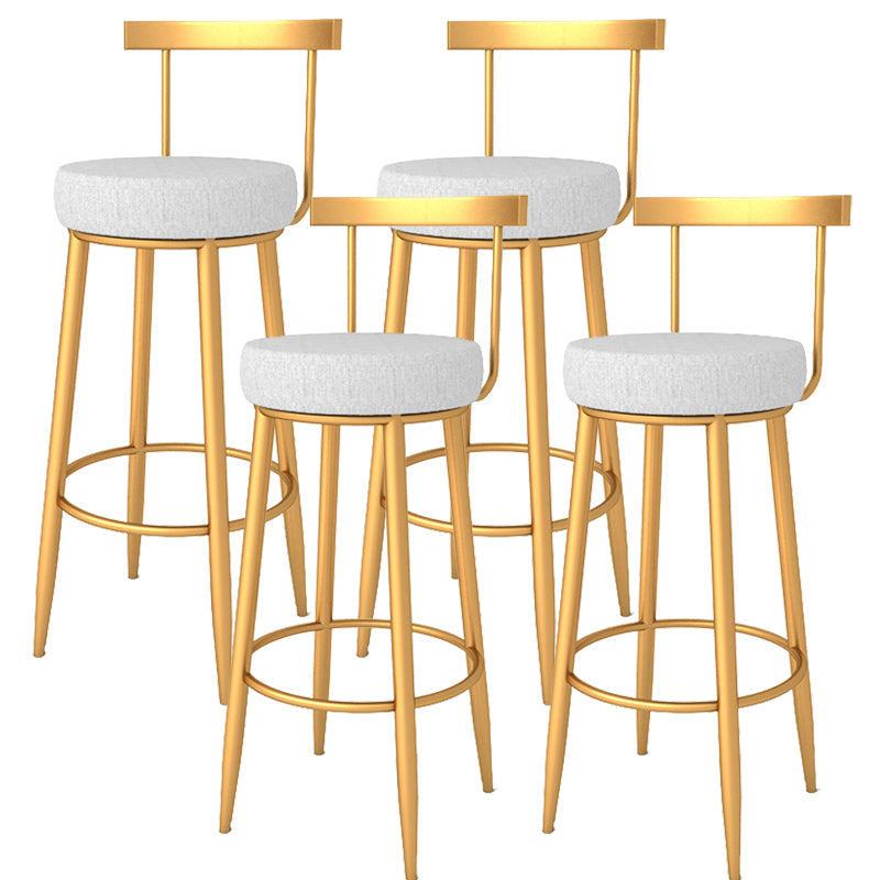 Glam Metal Bar and Counter Stool Low Back Stool with 4 Legs in Gold Light Gray 4 Piece Set Clearhalo 'Bar Furniture' 'Bar Stools' 'bar_stools' 'furn' 'furn_bar_stools' 'Furniture' 'furniture_bar_stools' 'Kitchen & Dining Furniture' 4780096