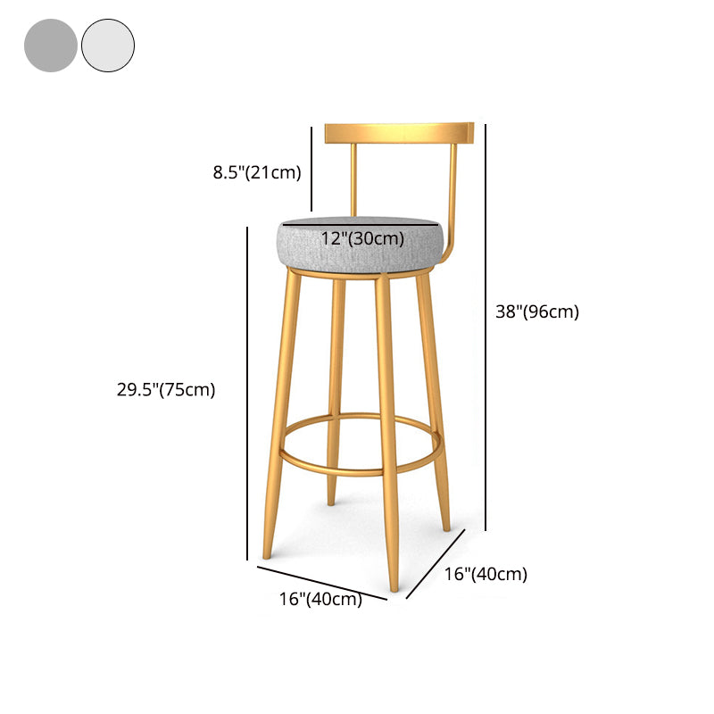 Glam Metal Bar and Counter Stool Low Back Stool with 4 Legs in Gold Clearhalo 'Bar Furniture' 'Bar Stools' 'bar_stools' 'furn' 'furn_bar_stools' 'Furniture' 'furniture_bar_stools' 'Kitchen & Dining Furniture' 4780105