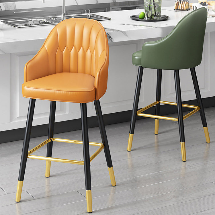Contemporary Metal Kitchen Dining Room Arm Stool Low Back Bar Stool Clearhalo 'Bar Furniture' 'Bar Stools' 'bar_stools' 'Furniture' 'furniture_bar_stools' 'Kitchen & Dining Furniture' 4780169
