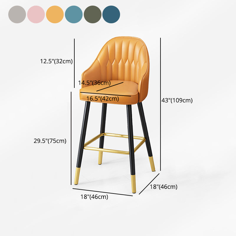 Contemporary Metal Kitchen Dining Room Arm Stool Low Back Bar Stool Clearhalo 'Bar Furniture' 'Bar Stools' 'bar_stools' 'Furniture' 'furniture_bar_stools' 'Kitchen & Dining Furniture' 4780171