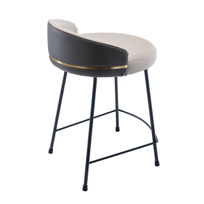 Contemporary Bar and Counter Stool Low Back Stool with 4 Legs in Black Grey 1 Piece Counter Stool (24"H) Clearhalo 'Bar Furniture' 'Bar Stools' 'bar_stools' 'furn' 'furn_bar_stools' 'Furniture' 'furniture_bar_stools' 'Kitchen & Dining Furniture' 4780175