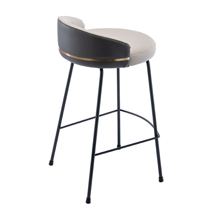 Contemporary Bar and Counter Stool Low Back Stool with 4 Legs in Black Grey 1 Piece Bar Stool (28" H) Clearhalo 'Bar Furniture' 'Bar Stools' 'bar_stools' 'furn' 'furn_bar_stools' 'Furniture' 'furniture_bar_stools' 'Kitchen & Dining Furniture' 4780176