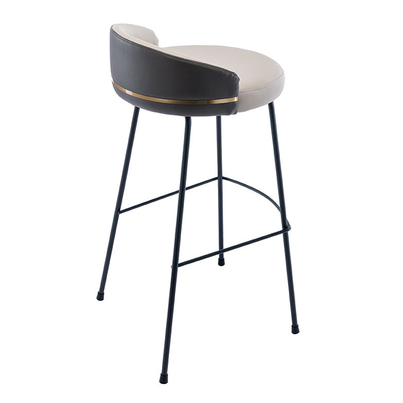 Contemporary Bar and Counter Stool Low Back Stool with 4 Legs in Black Grey 1 Piece Bar Stool(31"H) Clearhalo 'Bar Furniture' 'Bar Stools' 'bar_stools' 'furn' 'furn_bar_stools' 'Furniture' 'furniture_bar_stools' 'Kitchen & Dining Furniture' 4780178