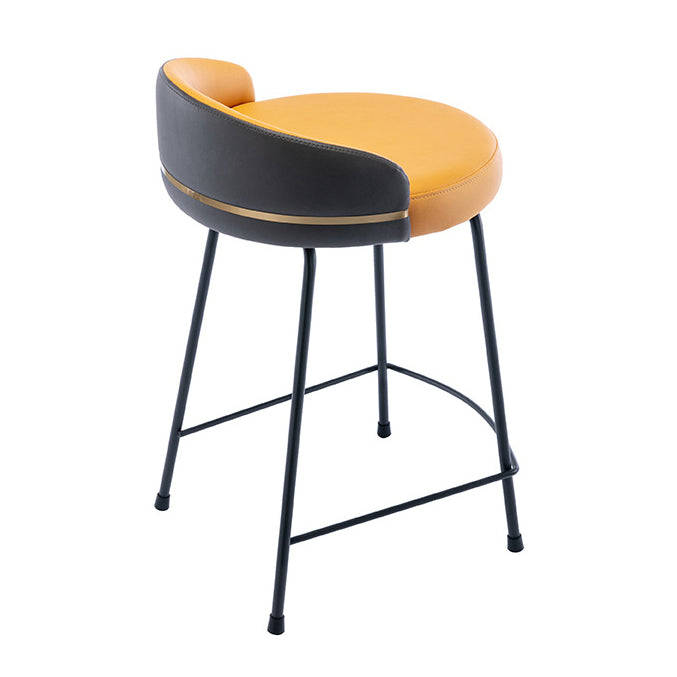 Contemporary Bar and Counter Stool Low Back Stool with 4 Legs in Black Orange 1 Piece Counter Stool (24"H) Clearhalo 'Bar Furniture' 'Bar Stools' 'bar_stools' 'furn' 'furn_bar_stools' 'Furniture' 'furniture_bar_stools' 'Kitchen & Dining Furniture' 4780180