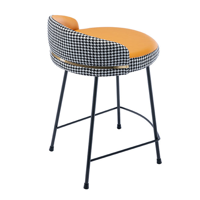 Contemporary Bar and Counter Stool Low Back Stool with 4 Legs in Black White-Saffron 1 Piece Counter Stool (24"H) Clearhalo 'Bar Furniture' 'Bar Stools' 'bar_stools' 'furn' 'furn_bar_stools' 'Furniture' 'furniture_bar_stools' 'Kitchen & Dining Furniture' 4780186