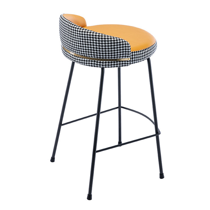 Contemporary Bar and Counter Stool Low Back Stool with 4 Legs in Black White-Saffron 1 Piece Bar Stool (28" H) Clearhalo 'Bar Furniture' 'Bar Stools' 'bar_stools' 'furn' 'furn_bar_stools' 'Furniture' 'furniture_bar_stools' 'Kitchen & Dining Furniture' 4780188