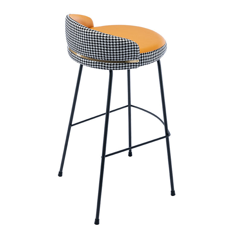 Contemporary Bar and Counter Stool Low Back Stool with 4 Legs in Black White-Saffron 1 Piece Bar Stool(31"H) Clearhalo 'Bar Furniture' 'Bar Stools' 'bar_stools' 'furn' 'furn_bar_stools' 'Furniture' 'furniture_bar_stools' 'Kitchen & Dining Furniture' 4780191
