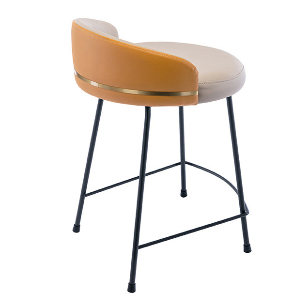 Contemporary Bar and Counter Stool Low Back Stool with 4 Legs in Black Gray-Orange 1 Piece Counter Stool (24"H) Clearhalo 'Bar Furniture' 'Bar Stools' 'bar_stools' 'furn' 'furn_bar_stools' 'Furniture' 'furniture_bar_stools' 'Kitchen & Dining Furniture' 4780192