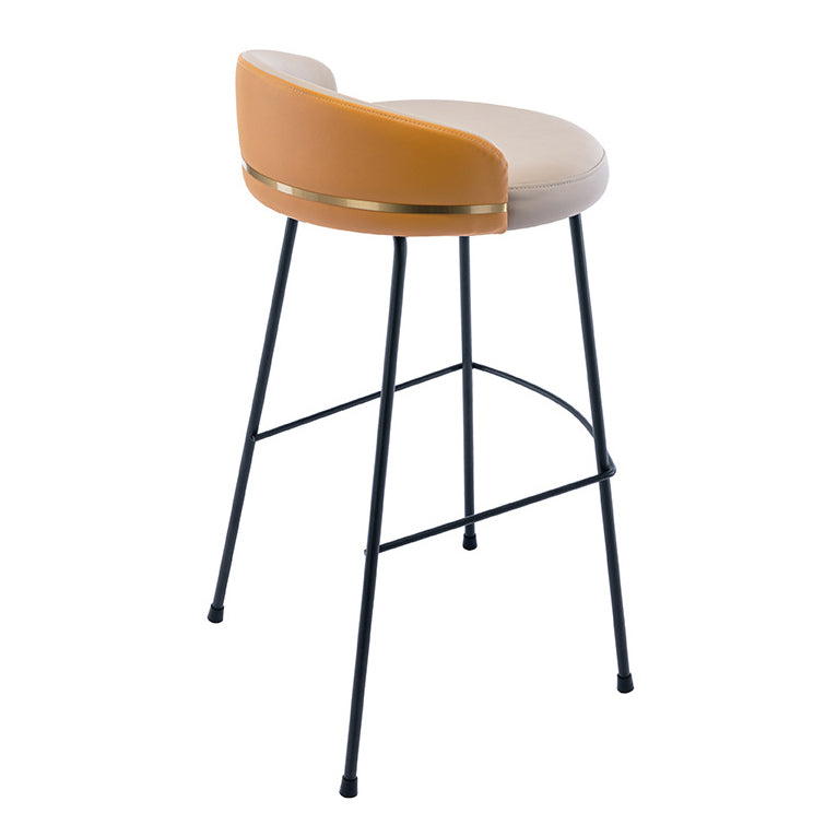 Contemporary Bar and Counter Stool Low Back Stool with 4 Legs in Black Gray-Orange 1 Piece Bar Stool (28" H) Clearhalo 'Bar Furniture' 'Bar Stools' 'bar_stools' 'furn' 'furn_bar_stools' 'Furniture' 'furniture_bar_stools' 'Kitchen & Dining Furniture' 4780193