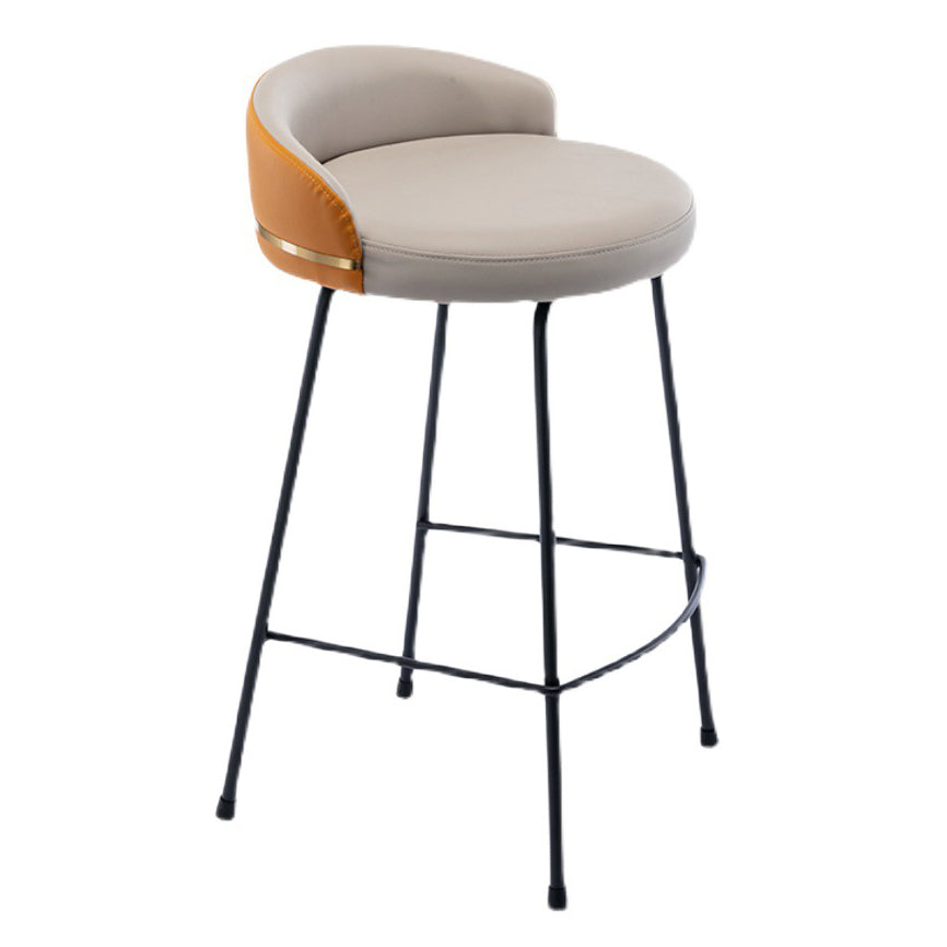 Contemporary Bar and Counter Stool Low Back Stool with 4 Legs in Black Gray-Orange 1 Piece Bar Stool(31"H) Clearhalo 'Bar Furniture' 'Bar Stools' 'bar_stools' 'furn' 'furn_bar_stools' 'Furniture' 'furniture_bar_stools' 'Kitchen & Dining Furniture' 4780194