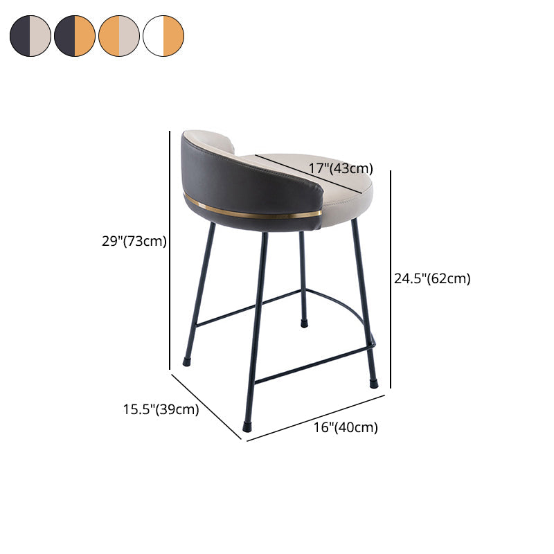 Contemporary Bar and Counter Stool Low Back Stool with 4 Legs in Black Clearhalo 'Bar Furniture' 'Bar Stools' 'bar_stools' 'furn' 'furn_bar_stools' 'Furniture' 'furniture_bar_stools' 'Kitchen & Dining Furniture' 4780195