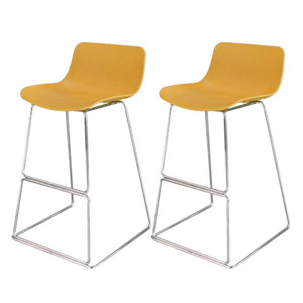 Modern Style Bar-stool Plastic Counter Bar Stool with Metal Legs for Restaurant Yellow 2 Piece Set Clearhalo 'Bar Furniture' 'Bar Stools' 'bar_stools' 'furn' 'furn_bar_stools' 'Furniture' 'furniture_bar_stools' 'Kitchen & Dining Furniture' 4780205