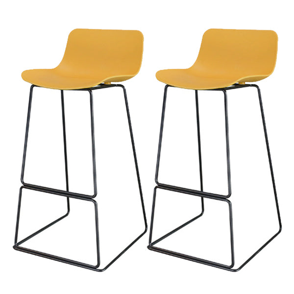 Modern Style Bar-stool Plastic Counter Bar Stool with Metal Legs for Restaurant Yellow Black 2 Piece Set Clearhalo 'Bar Furniture' 'Bar Stools' 'bar_stools' 'furn' 'furn_bar_stools' 'Furniture' 'furniture_bar_stools' 'Kitchen & Dining Furniture' 4780209