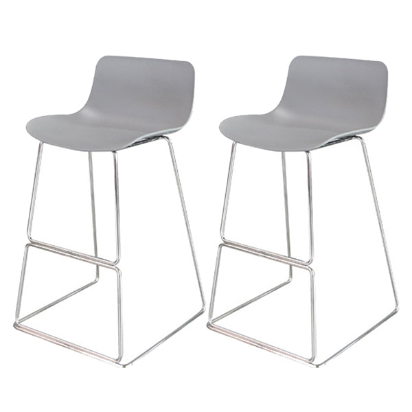 Modern Style Bar-stool Plastic Counter Bar Stool with Metal Legs for Restaurant Silver Gray 2 Piece Set Clearhalo 'Bar Furniture' 'Bar Stools' 'bar_stools' 'furn' 'furn_bar_stools' 'Furniture' 'furniture_bar_stools' 'Kitchen & Dining Furniture' 4780211