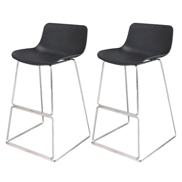 Modern Style Bar-stool Plastic Counter Bar Stool with Metal Legs for Restaurant Black-Silver 2 Piece Set Clearhalo 'Bar Furniture' 'Bar Stools' 'bar_stools' 'furn' 'furn_bar_stools' 'Furniture' 'furniture_bar_stools' 'Kitchen & Dining Furniture' 4780212